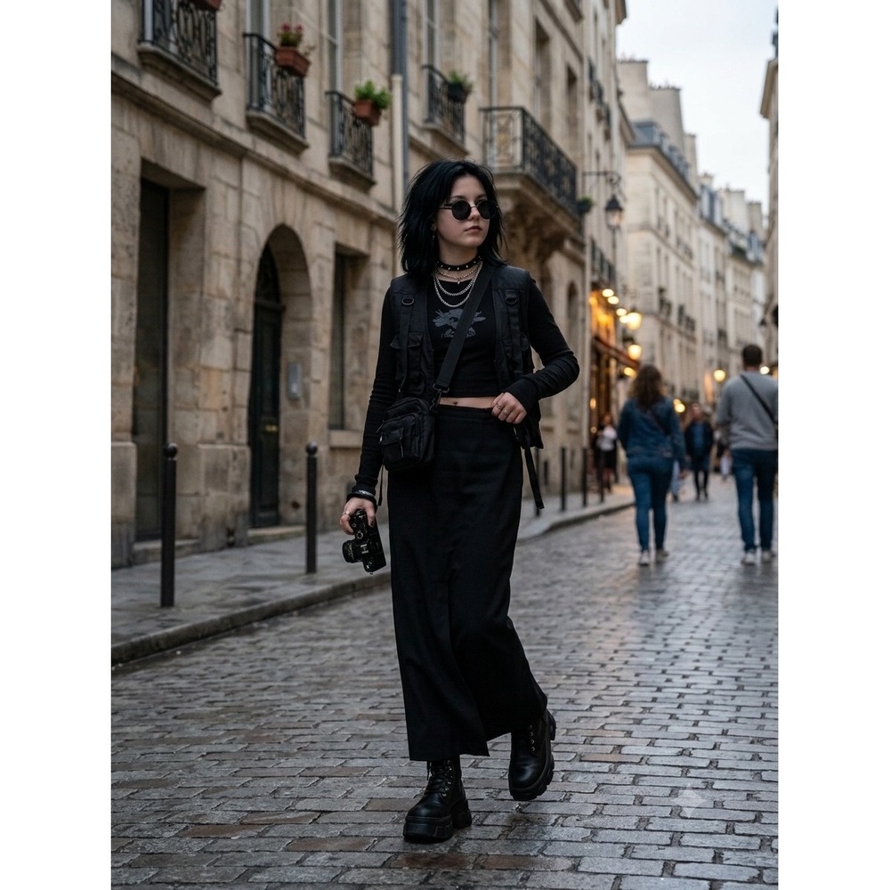 Vy Hoang Nguyen Black High Waisted Maxi Skirt Mermaid Goth Grunge Size L NEW